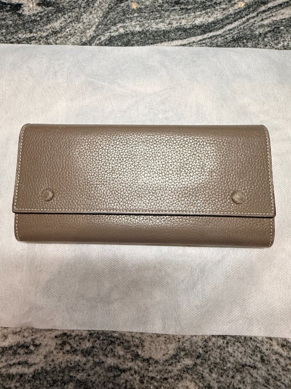 Celine Leather Long Wallet Greige/Lemon